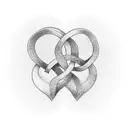 A minimalistic design of two hearts intertwined, symbolizing the unbreakable bond between you and your wife and daughter tattoo design idea