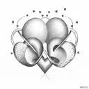 A minimalistic design of two hearts intertwined, symbolizing the unbreakable bond between you and your wife and daughter tattoo design idea