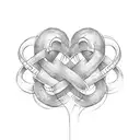 A minimalistic design of two hearts intertwined, symbolizing the unbreakable bond between you and your wife and daughter tattoo design idea