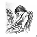 Angel sleeping on chair tattoo design idea