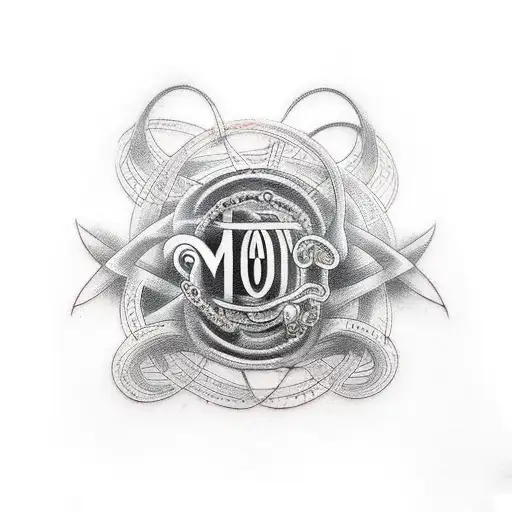 A bike chain forming the word 'Mother' in an elegant script font tattoo design idea