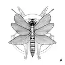 Dragonfly, blue color  tattoo design idea