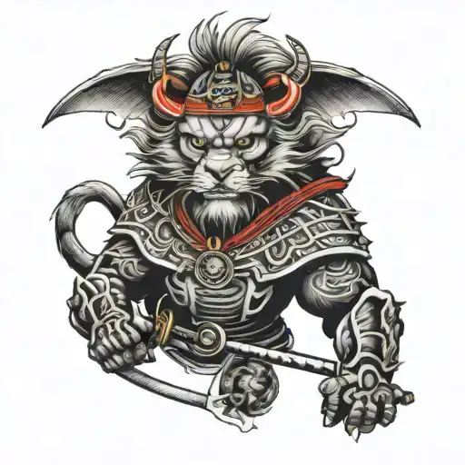ron's samurai is a lion tattoo design idea