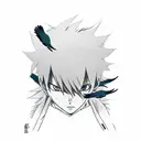 Anime character surrounded by a flock of Itachi crows tattoo design idea