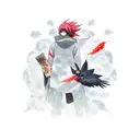 Anime character surrounded by a flock of Itachi crows tattoo design idea