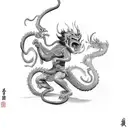 monkey king fighting a dragon tattoo design idea