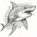 Shark with flame on tale tattoo design idea