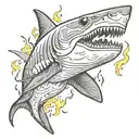 Shark with flame on tale tattoo design idea