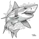 Shark with flame on tale tattoo design idea