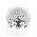 tree of life drawn in a celtic wayunder the tree roots writes HAFİZE and on tree branches writes DEMİR tattoo design idea