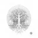 tree of life drawn in a celtic wayunder the tree roots writes HAFİZE and on tree branches writes DEMİR tattoo design idea
