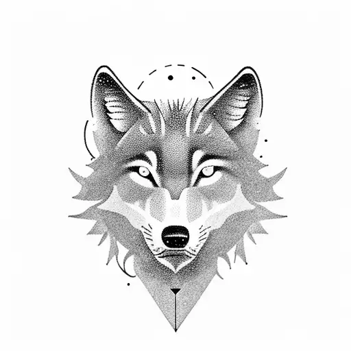 Mystical forest with a silhouette of a wolf howling at the moon tattoo design idea