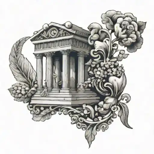 An intricate tattoo inspired by Greek history featuring objects from that era tattoo design idea