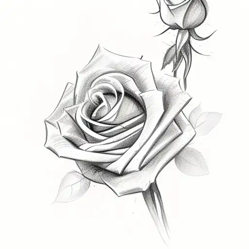 A sketch-style design of a bouquet of roses, with each rose representing a different verse from Solomon 4:7, and a cross as the focal point tattoo design idea