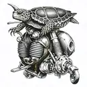 turtle rabbit motorbike engine tattoo design idea