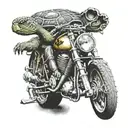 turtle rabbit motorbike engine tattoo design idea