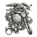 turtle rabbit motorbike engine tattoo design idea