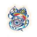 navy dagger tattoo design idea