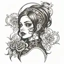 goth girl face tattoo design idea