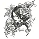 goth girl face tattoo design idea