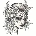 goth girl face tattoo design idea