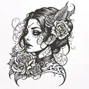 goth girl face tattoo design idea