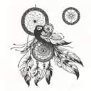 Dream Catcher with half clock inside circle tattoo design idea