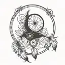 Dream Catcher with half clock inside circle tattoo design idea