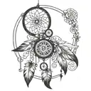 Dream Catcher with half clock inside circle tattoo design idea