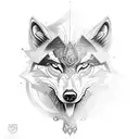 An intricately designed wolf head with Viking symbols incorporated tattoo design idea
