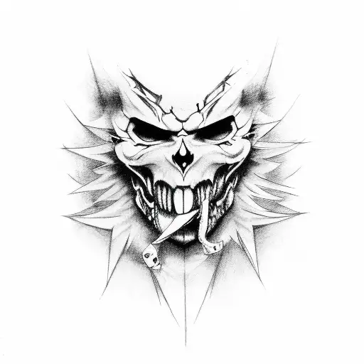 symbol of sacrifice, rage, pain, smiles Shinigami crows  tattoo design idea