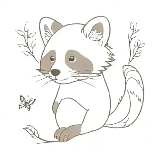 red panda, raccon, ferit,bird,dog,butterfly witha crosont, chipmunk tattoo design idea