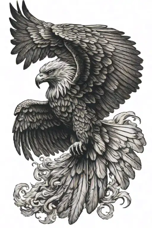 soaring eagel with lion head in wing span  tattoo design idea