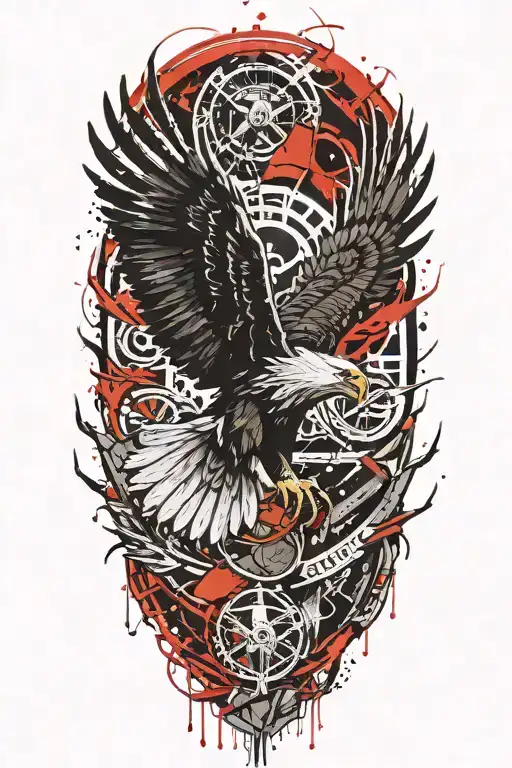 soaring eagle with olive branch  tattoo design idea