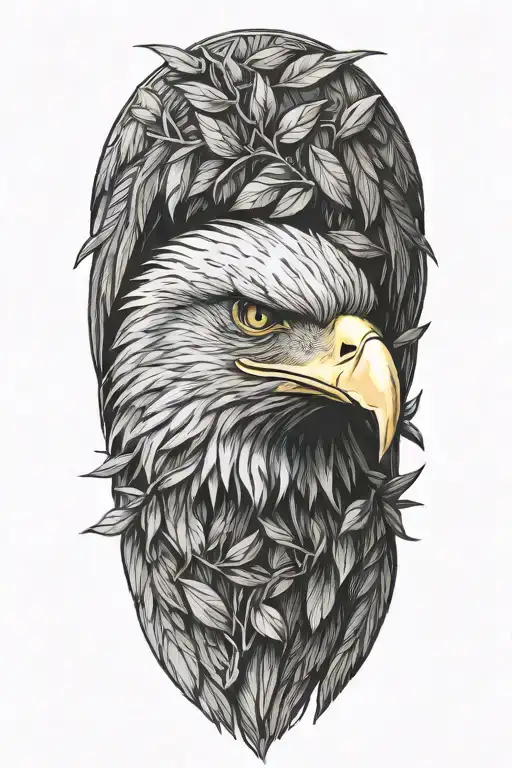 angry eagle with olive branch  tattoo design idea