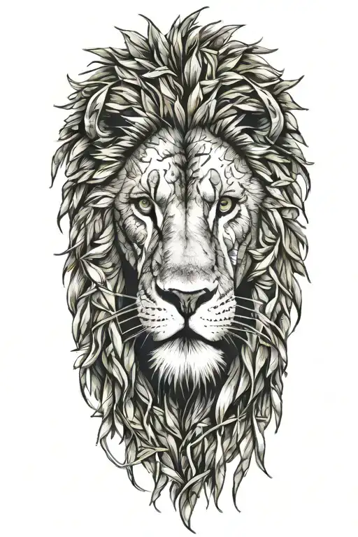 lion wrapped in olive branches  tattoo design idea