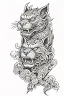 fu dog opposing sides tattoo design idea
