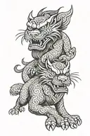 fu dog opposing sides tattoo design idea