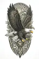 soaring eagle with olive branch  tattoo design idea