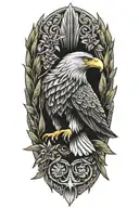 soaring eagle with olive branch  tattoo design idea