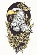 angry eagle with olive branch  tattoo design idea