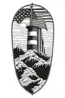 vertical american flag ending with image of calvary hill  tattoo design idea