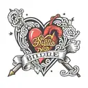 heart with Billie name written tattoo design idea