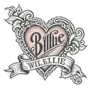 heart with Billie name written tattoo design idea