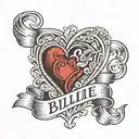 heart with Billie name written tattoo design idea