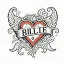heart with Billie name written tattoo design idea