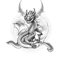 Dragon guarding a cherry blossom tree tattoo design idea