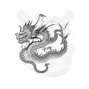 Dragon guarding a cherry blossom tree tattoo design idea