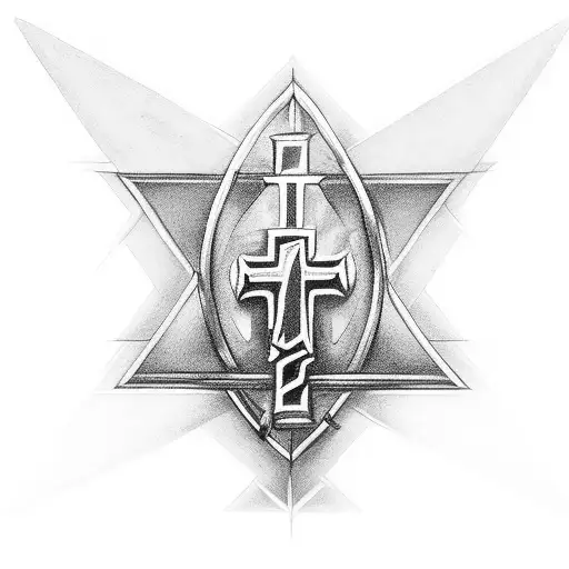 holy cross made from a broken sword  tattoo design idea