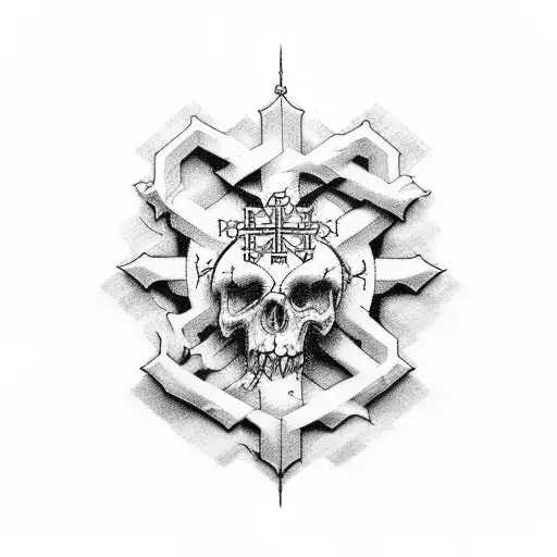 holy cross made from a broken sword  tattoo design idea